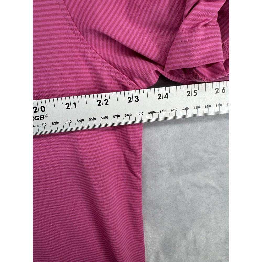Stitch Golf Polo Shirt Pink Striped Tour Patch Men's Size M - Picture 7 of 8